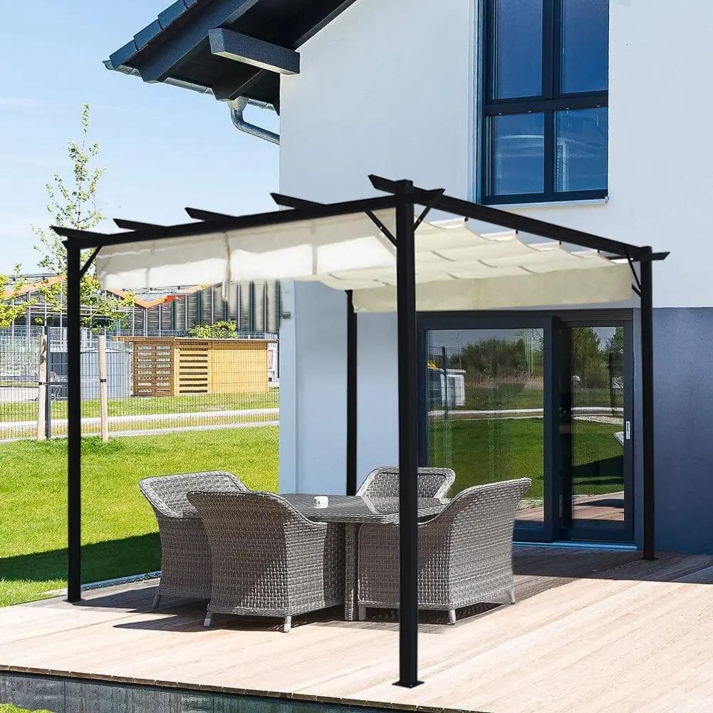 Outdoor Retractable Steel Pergola with Canopy - House Comfort