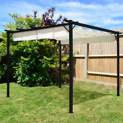 Outdoor Retractable Steel Pergola with Canopy - House Comfort