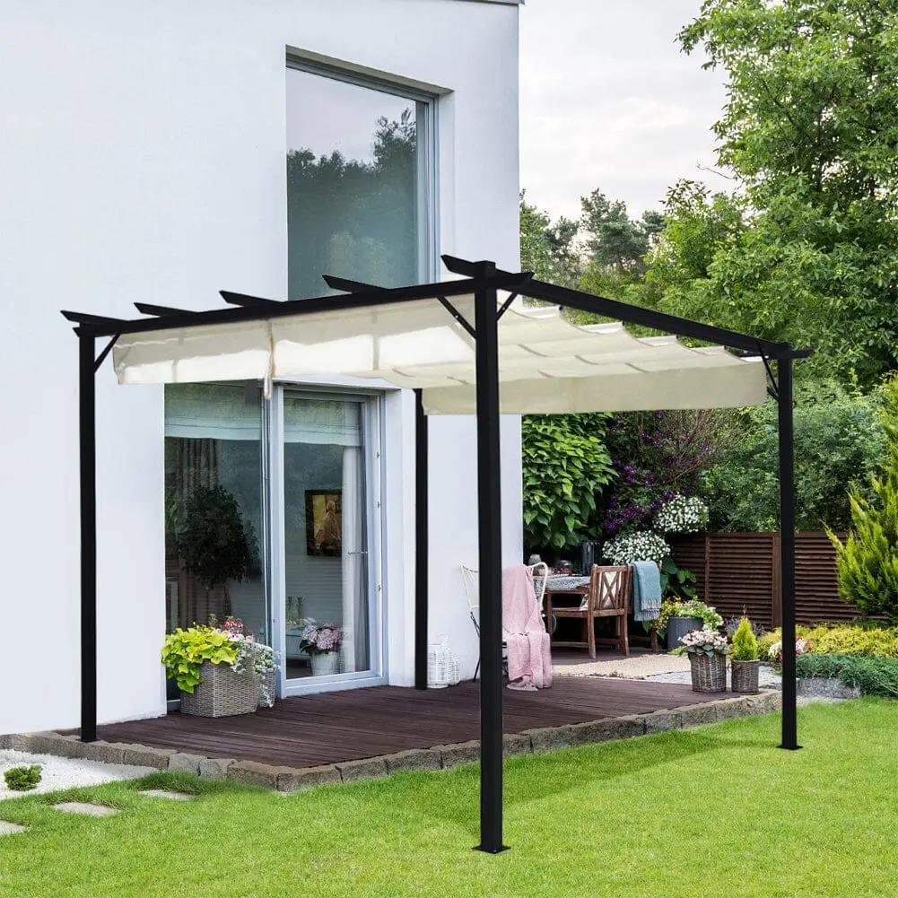 Outdoor Retractable Steel Pergola with Canopy - House Comfort