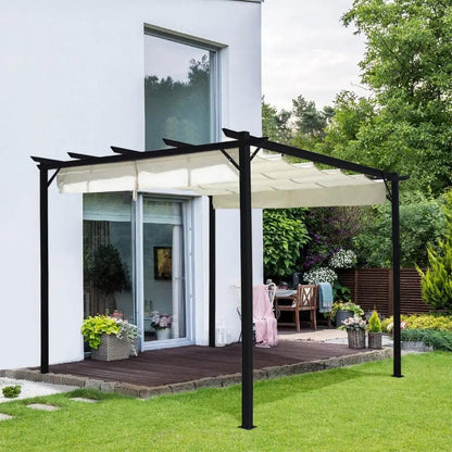 Outdoor Retractable Steel Pergola with Canopy - House Comfort