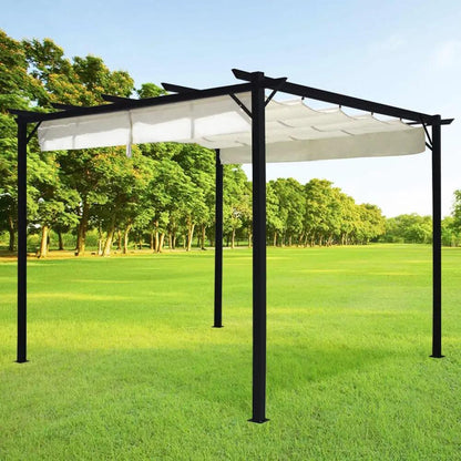 Outdoor Retractable Steel Pergola with Canopy - House Comfort