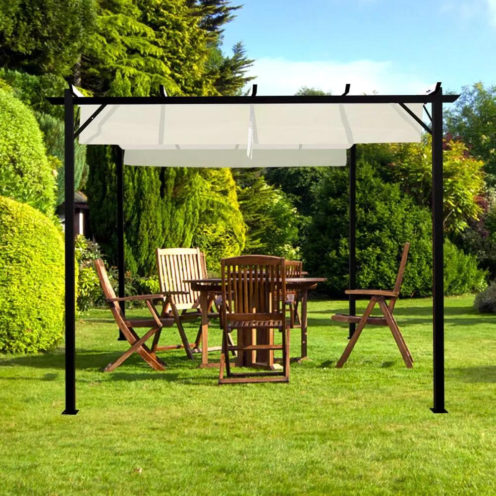 Outdoor Retractable Steel Pergola with Canopy - House Comfort