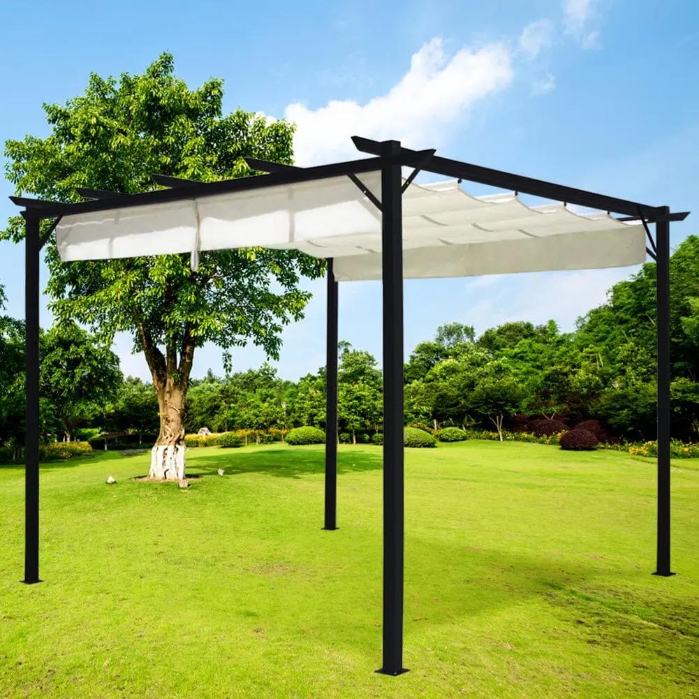 Outdoor Retractable Steel Pergola with Canopy - House Comfort