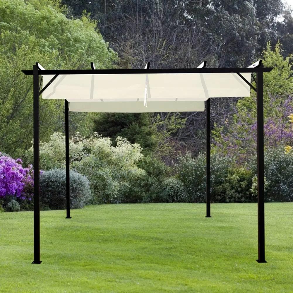 Outdoor Retractable Steel Pergola with Canopy - House Comfort
