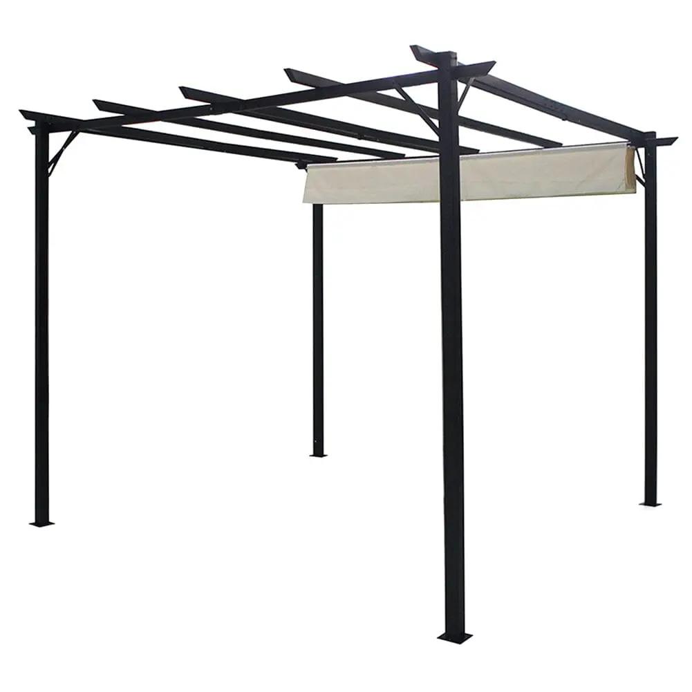 Outdoor Retractable Steel Pergola with Canopy - House Comfort