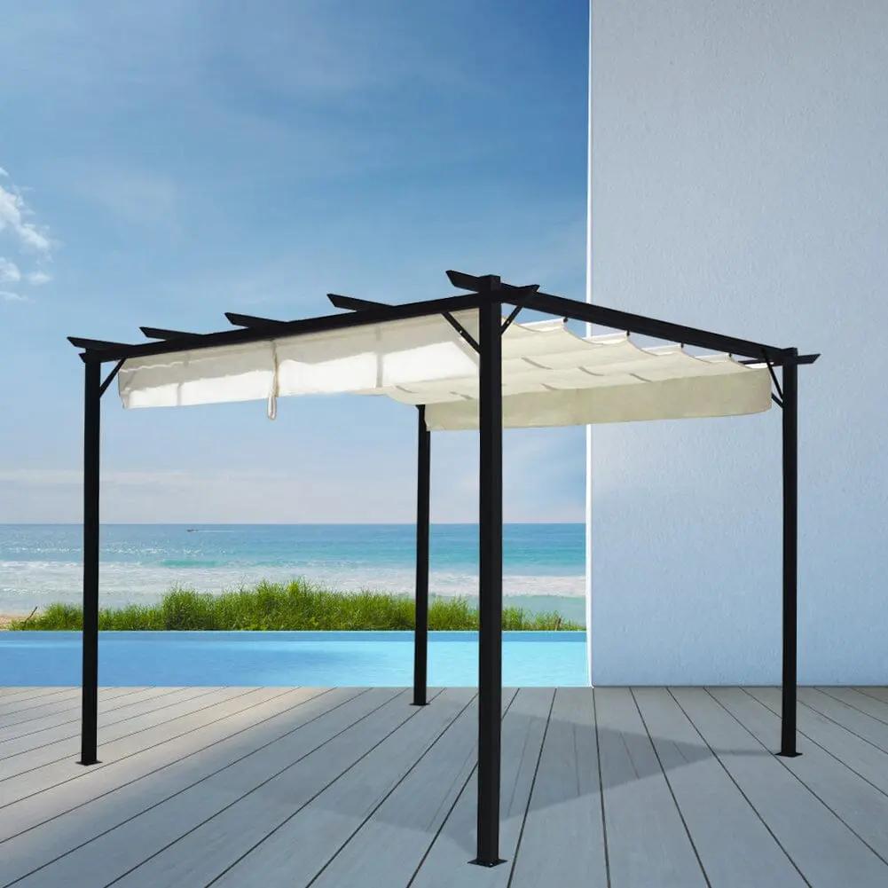 Outdoor Retractable Steel Pergola with Canopy - House Comfort