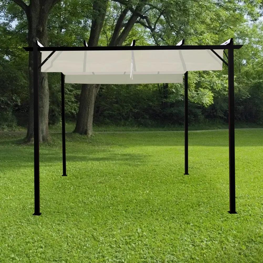 Outdoor Retractable Steel Pergola with Canopy - House Comfort