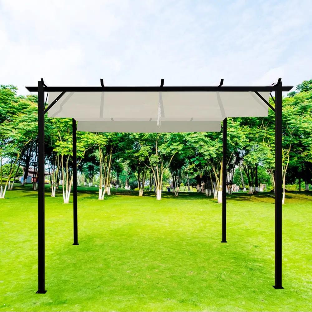 Outdoor Retractable Steel Pergola with Canopy - House Comfort