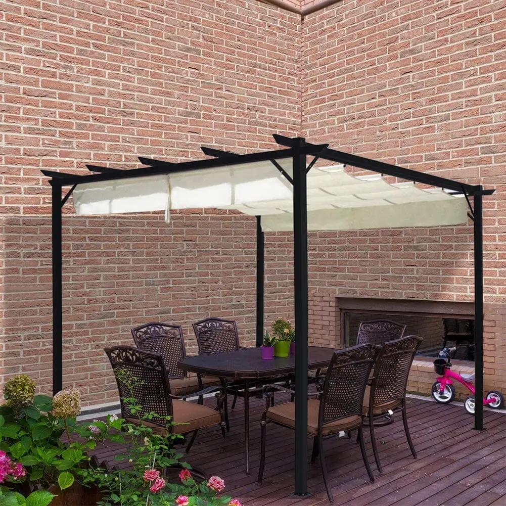 Outdoor Retractable Steel Pergola with Canopy - House Comfort