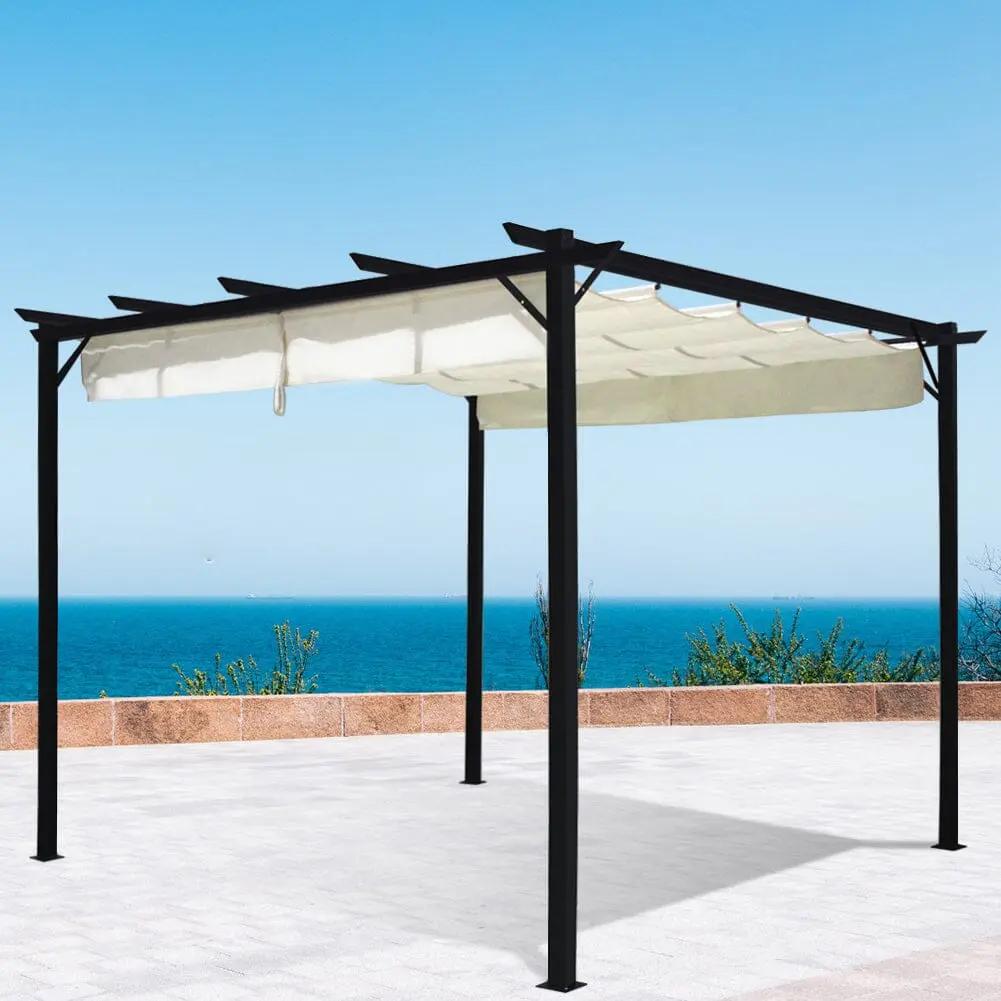 Outdoor Retractable Steel Pergola with Canopy - House Comfort