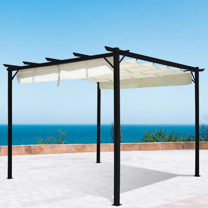 Outdoor Retractable Steel Pergola with Canopy - House Comfort