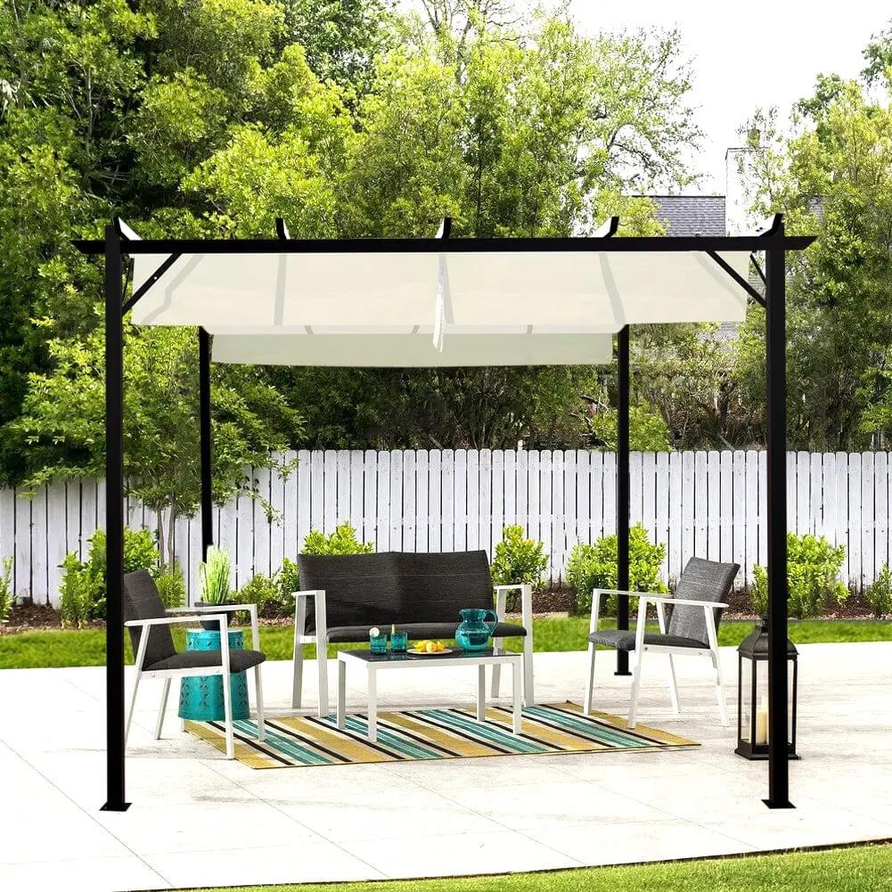 Outdoor Retractable Steel Pergola with Canopy - House Comfort