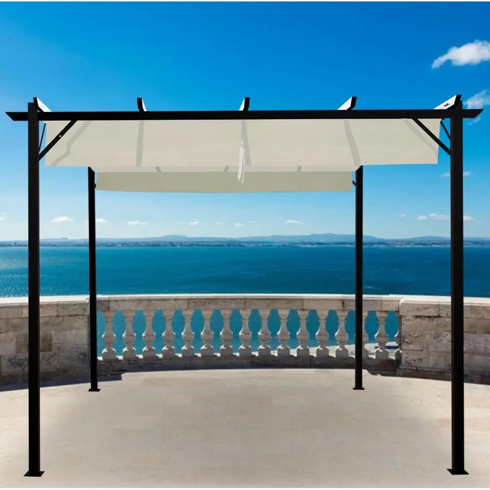 Outdoor Retractable Steel Pergola with Canopy - House Comfort