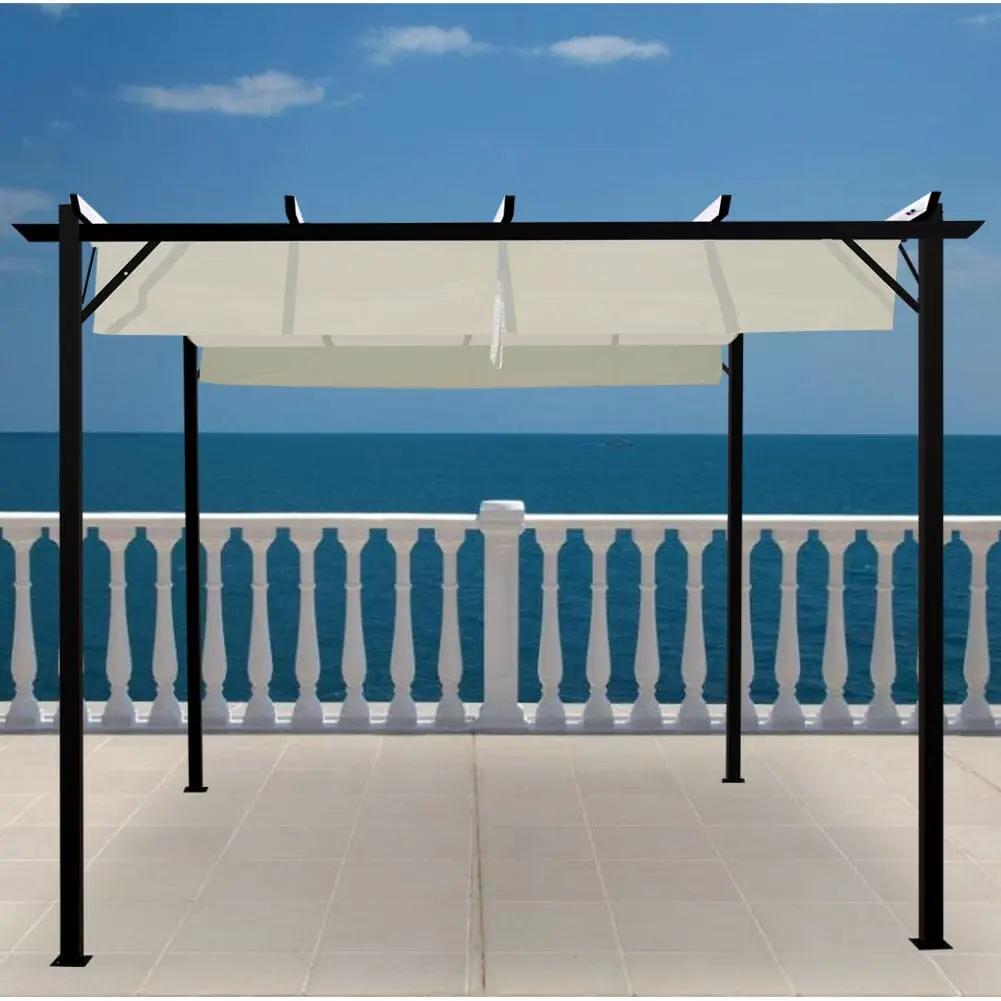 Outdoor Retractable Steel Pergola with Canopy - House Comfort