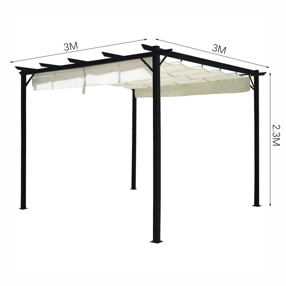 Outdoor Retractable Steel Pergola with Canopy - House Comfort