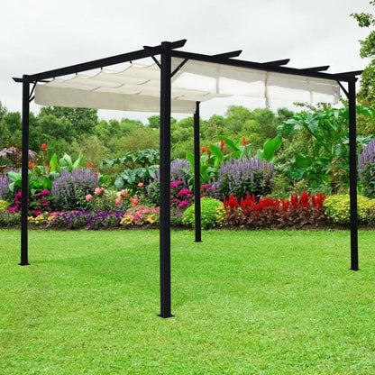 Outdoor Retractable Steel Pergola with Canopy - House Comfort