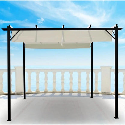 Outdoor Retractable Steel Pergola with Canopy - House Comfort