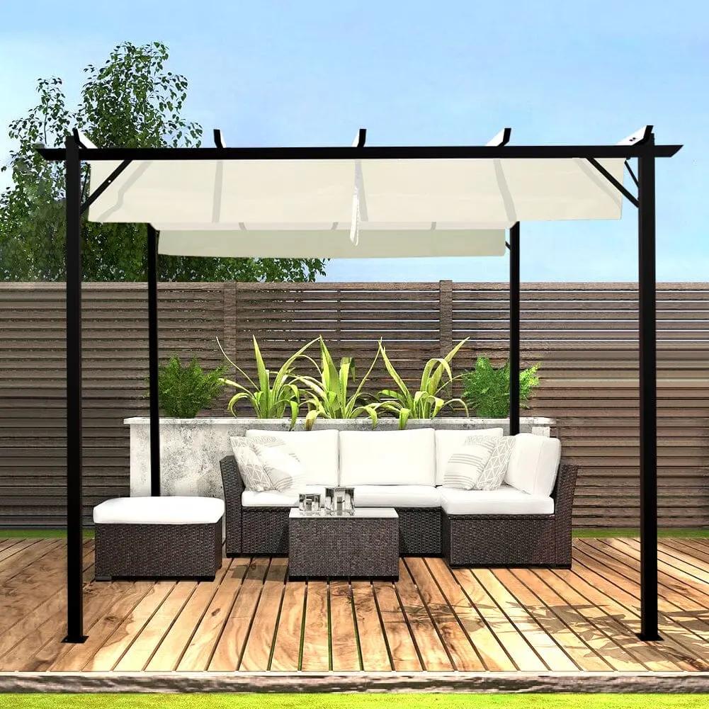 Outdoor Retractable Steel Pergola with Canopy - House Comfort