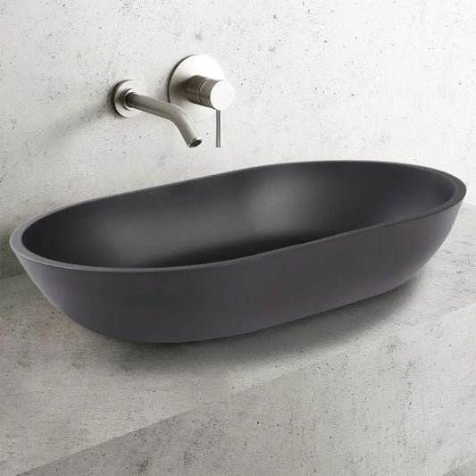 Oval Black Ceramic Vessel Bathroom Sink Drain Set - House Comfort