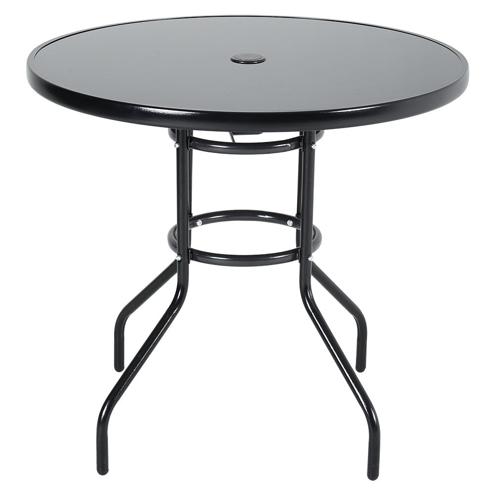 Patio Garden Dining Table with Umbrella Hole Glass Garden Table - House Comfort
