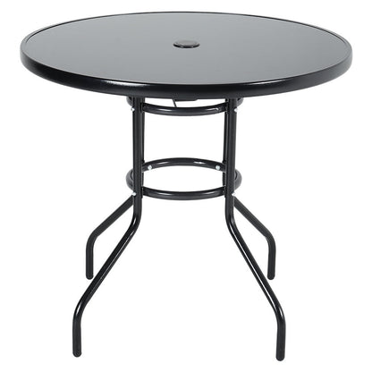Patio Garden Dining Table with Umbrella Hole Glass Garden Table - House Comfort