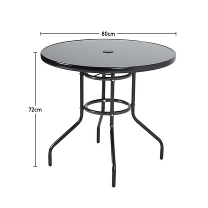 Patio Garden Dining Table with Umbrella Hole Glass Garden Table - House Comfort