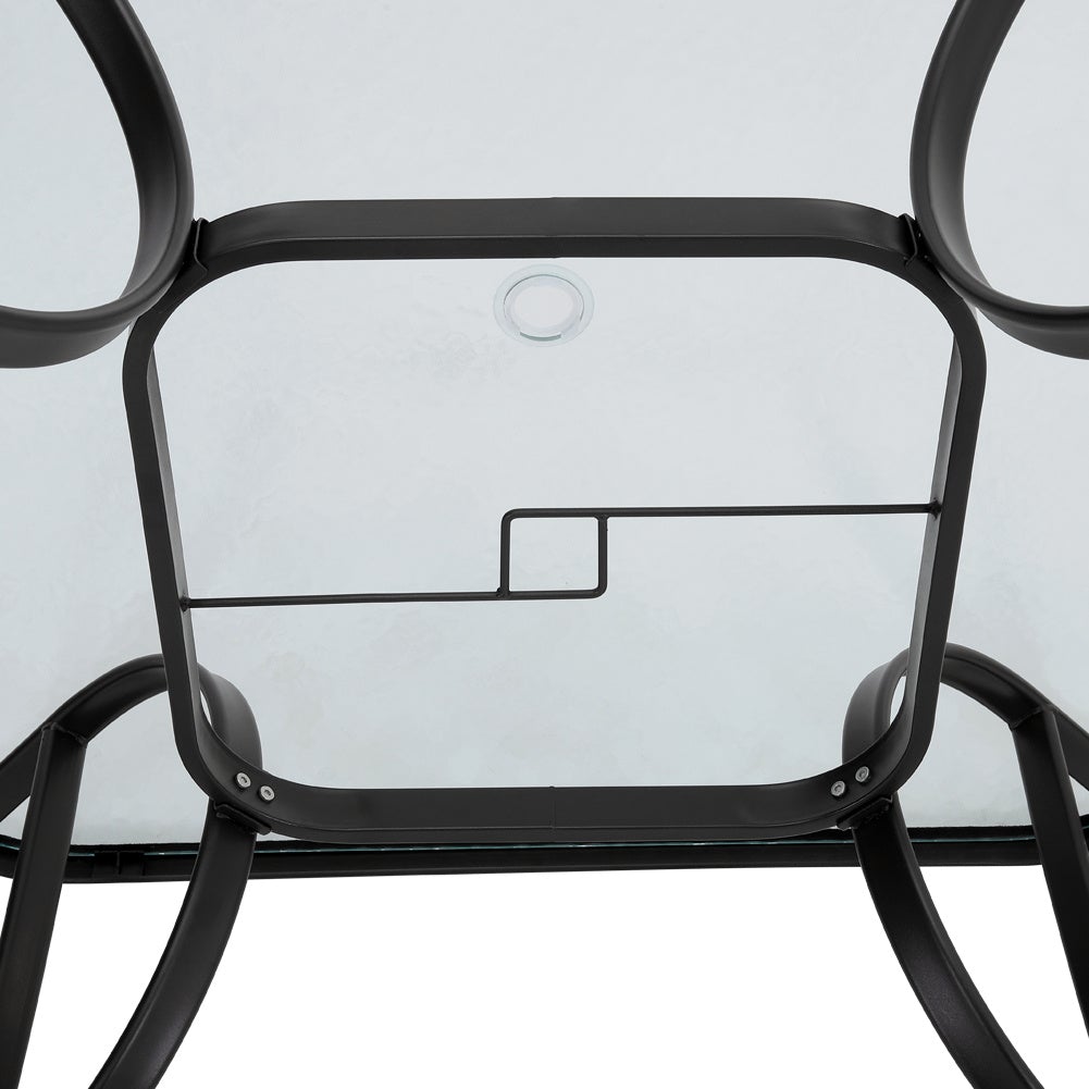 Patio Table Garden Coffee Table Rectangle Dining Table with the Umbrella Stand Hole - House Comfort