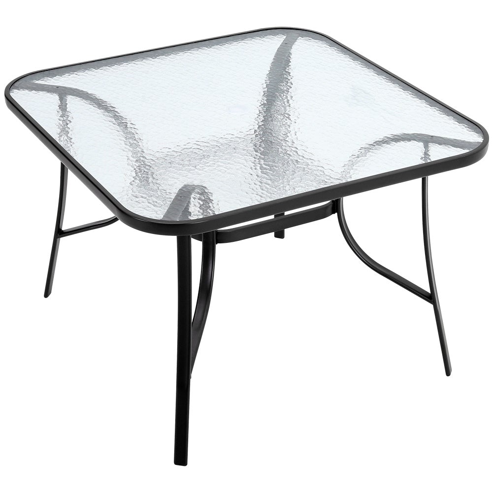Patio Table Garden Coffee Table Rectangle Dining Table with the Umbrella Stand Hole - House Comfort