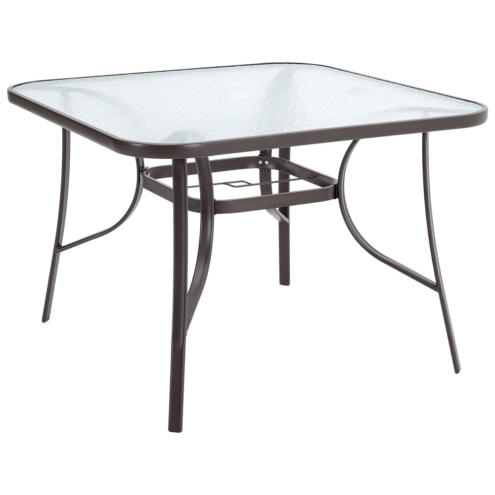 Patio Table Garden Coffee Table Rectangle Dining Table with the Umbrella Stand Hole - House Comfort