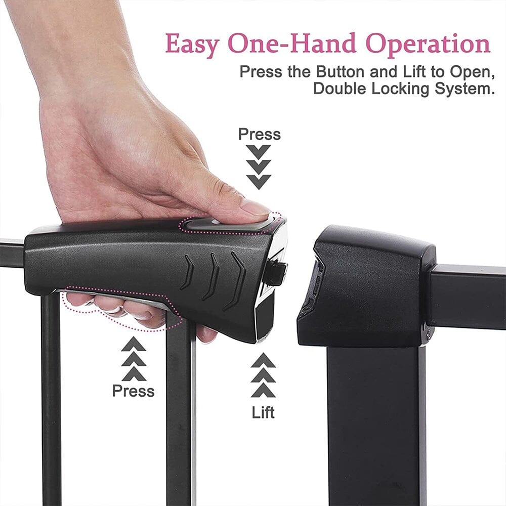 Pet Safety Gate Stair Pressure Fit with Lockable Cat Flap - House Comfort