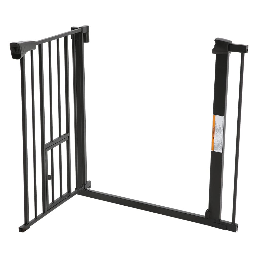 Pet Safety Gate Stair Pressure Fit with Lockable Cat Flap - House Comfort