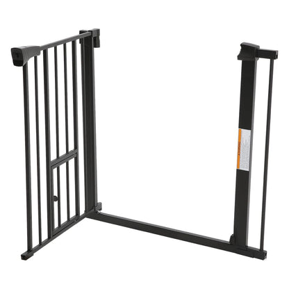 Pet Safety Gate Stair Pressure Fit with Lockable Cat Flap - House Comfort