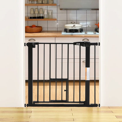 Pet Safety Gate Stair Pressure Fit with Lockable Cat Flap - House Comfort