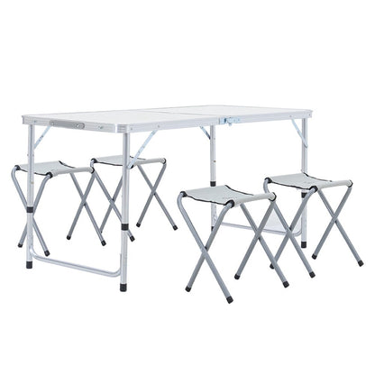 Portable Aluminium Folding Picnic Table with 4 Stools - House Comfort