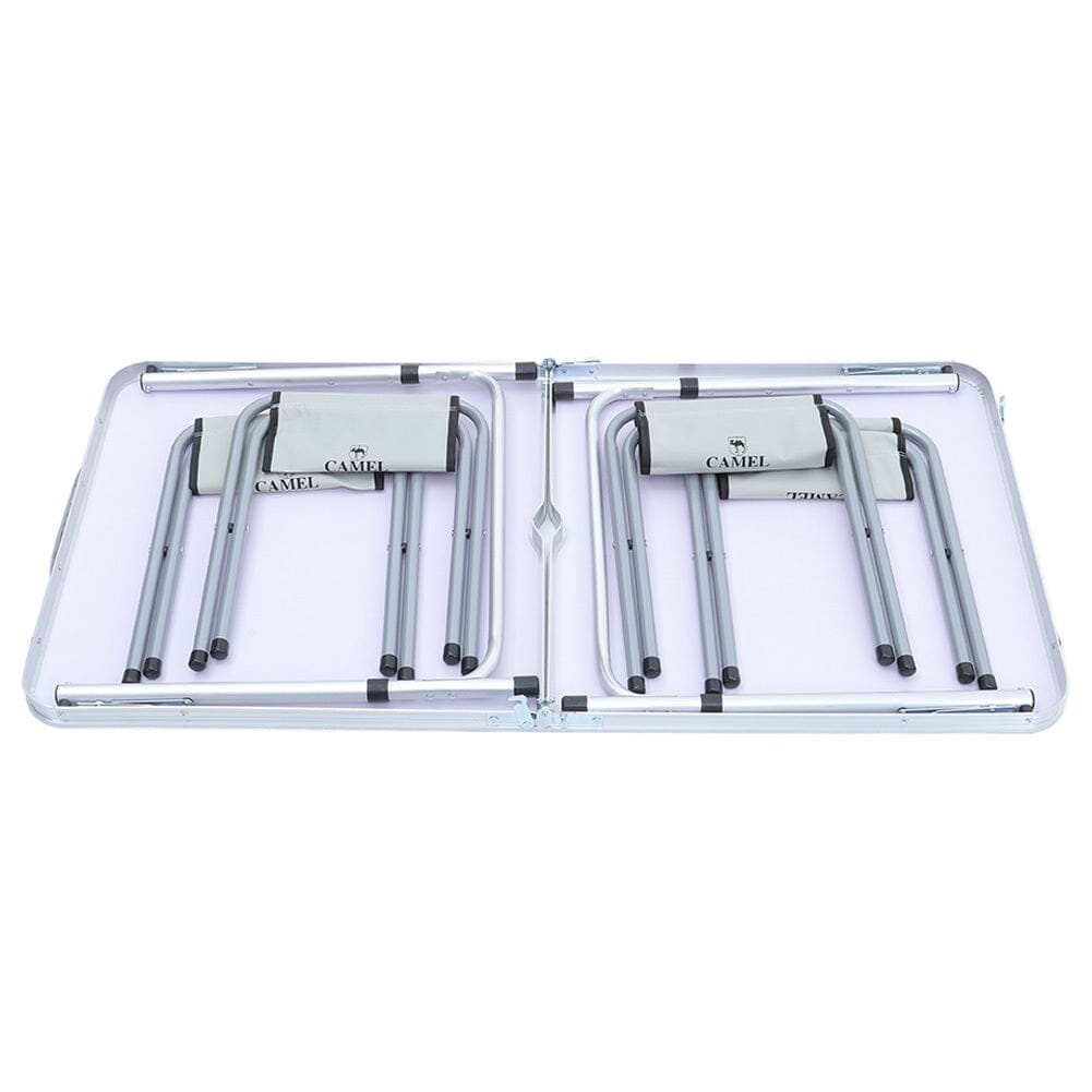 Portable Aluminium Folding Picnic Table with 4 Stools - House Comfort