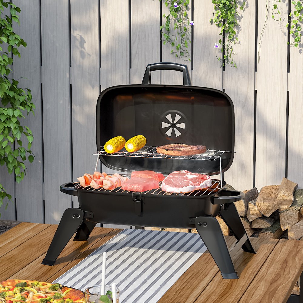 Portable Charcoal BBQ Grill Tabletop Mini Grill with Lip - House Comfort