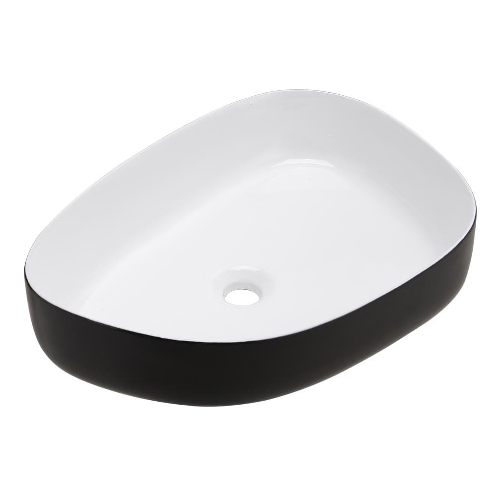 Premium Ceramic Sink with Stainless Steel Pop - upand Mounting Ring - House Comfort