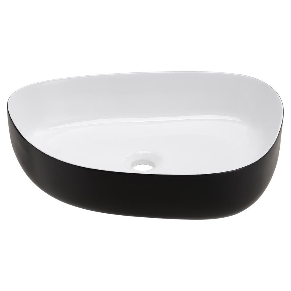 Premium Ceramic Sink with Stainless Steel Pop - upand Mounting Ring - House Comfort
