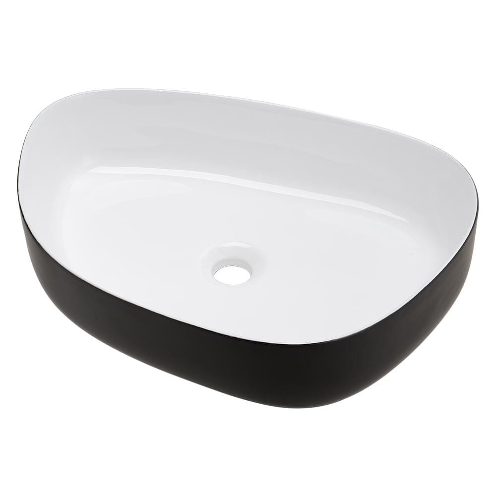 Premium Ceramic Sink with Stainless Steel Pop - upand Mounting Ring - House Comfort