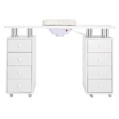Professional 8 - Drawer Manicure Table with Dust Collector and Wheels - House Comfort