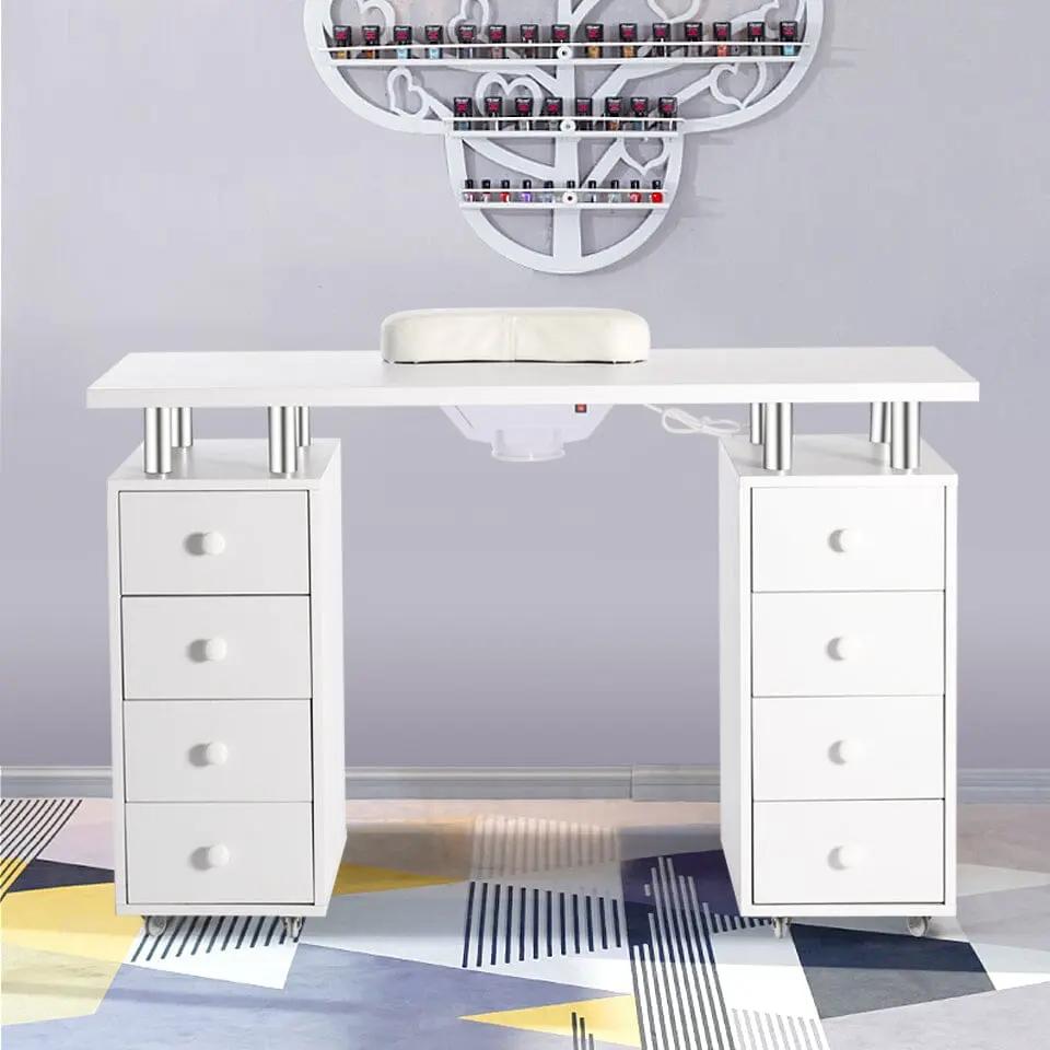 Professional 8 - Drawer Manicure Table with Dust Collector and Wheels - House Comfort