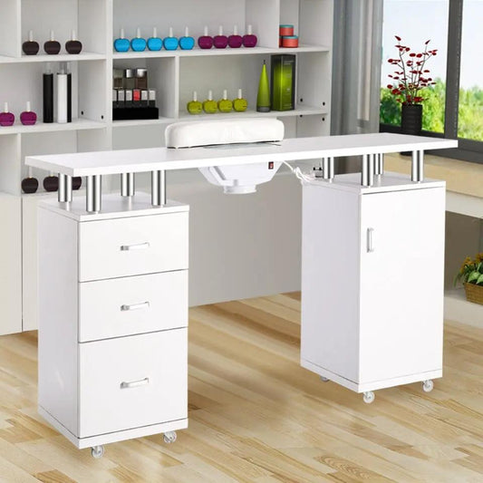 Professional Manicure Station Nail Table on Wheels with Dust Collector - House Comfort