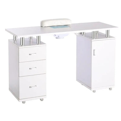 Professional Manicure Station Nail Table on Wheels with Dust Collector - House Comfort