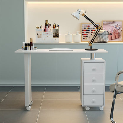 Professional Manicure Table Beauty Salon Nail Station with on Wheels 4 Drawers - House Comfort