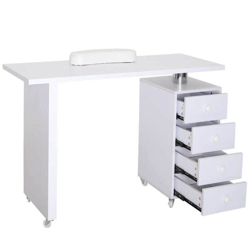 Professional Manicure Table Beauty Salon Nail Station with on Wheels 4 Drawers - House Comfort