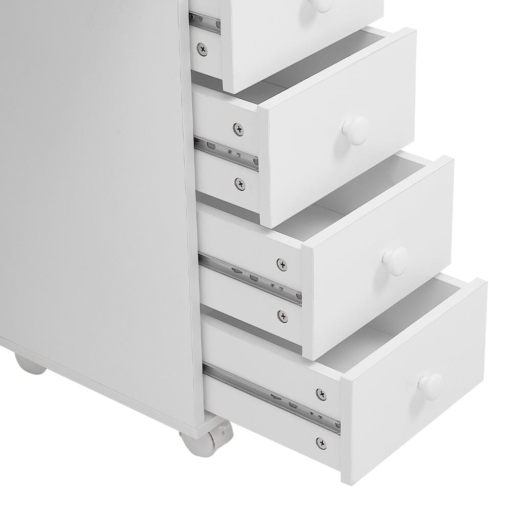 Professional Manicure Table Beauty Salon Nail Station with on Wheels 4 Drawers - House Comfort