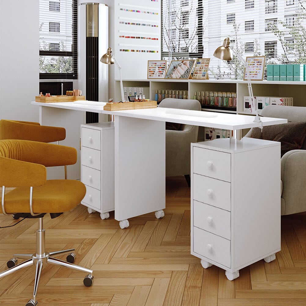 Professional Manicure Table Beauty Salon Nail Station with on Wheels 4 Drawers - House Comfort