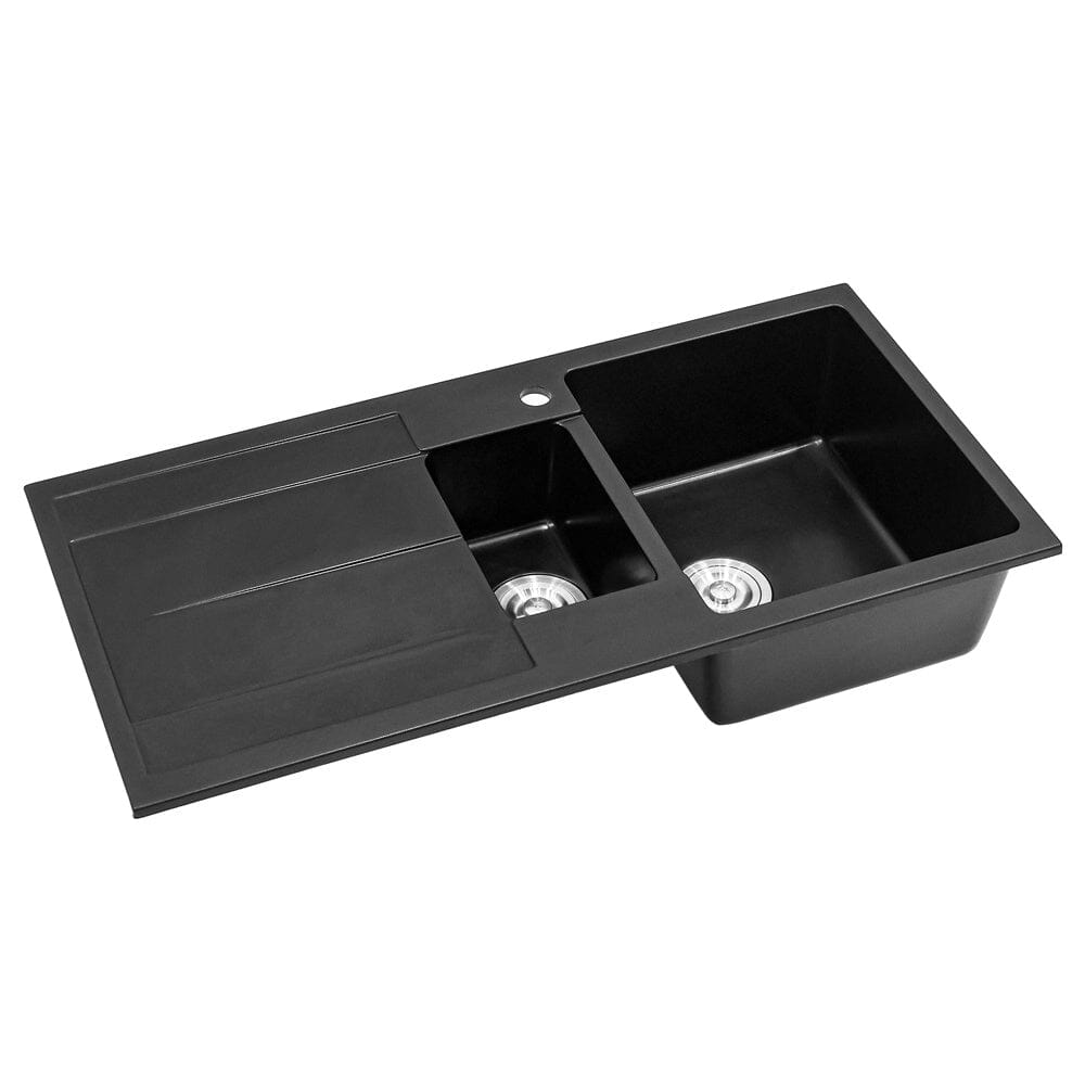 Quartz Undermount Double Bowl Kitchen Sink with Drainboard - House Comfort