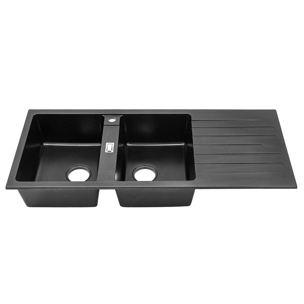 Quartz Undermount Double Bowl Kitchen Sink with Drainboard - House Comfort