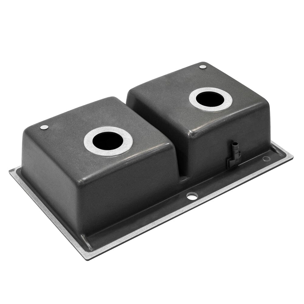 Quartz Undermount Kitchen Sink Double Bowl Black/Grey - House Comfort